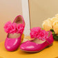 2023 Fashionable Solid Color Flower Embellished Round Toe Slip-resistant Flat Outdoor Casual Princess Shoes