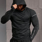 Manfinity Fitness Boyfriend Style Men Letter Graphic Raglan Sleeve Hooded Sports Hoodie Boyfriend Style Men Sweatshirt Casual Plain Long Sleeve Reflective Jogger Gym Jacket