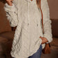 LUNE Solid Drawstring Hooded Teddy Sweatshirt,Long Sleeve Tops