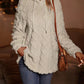 LUNE Solid Drawstring Hooded Teddy Sweatshirt,Long Sleeve Tops