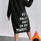 Women's Plus Size Slogan Printed Slit Drop Shoulder Sweatshirt Dress