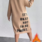 Women's Plus Size Slogan Printed Slit Drop Shoulder Sweatshirt Dress