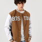 Manfinity RebelGame Oversized Men's Letter Graphic Striped Trim Varsity Jacket