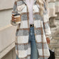 Relaxiva Plaid Print Drop Shoulder Teddy Coat