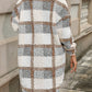 Relaxiva Plaid Print Drop Shoulder Teddy Coat