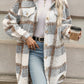 Relaxiva Plaid Print Drop Shoulder Teddy Coat