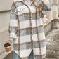 Relaxiva Plaid Print Drop Shoulder Teddy Coat