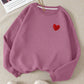 EZwear Heart Print Thermal Lined Sweatshirt,Long Sleeve Tops