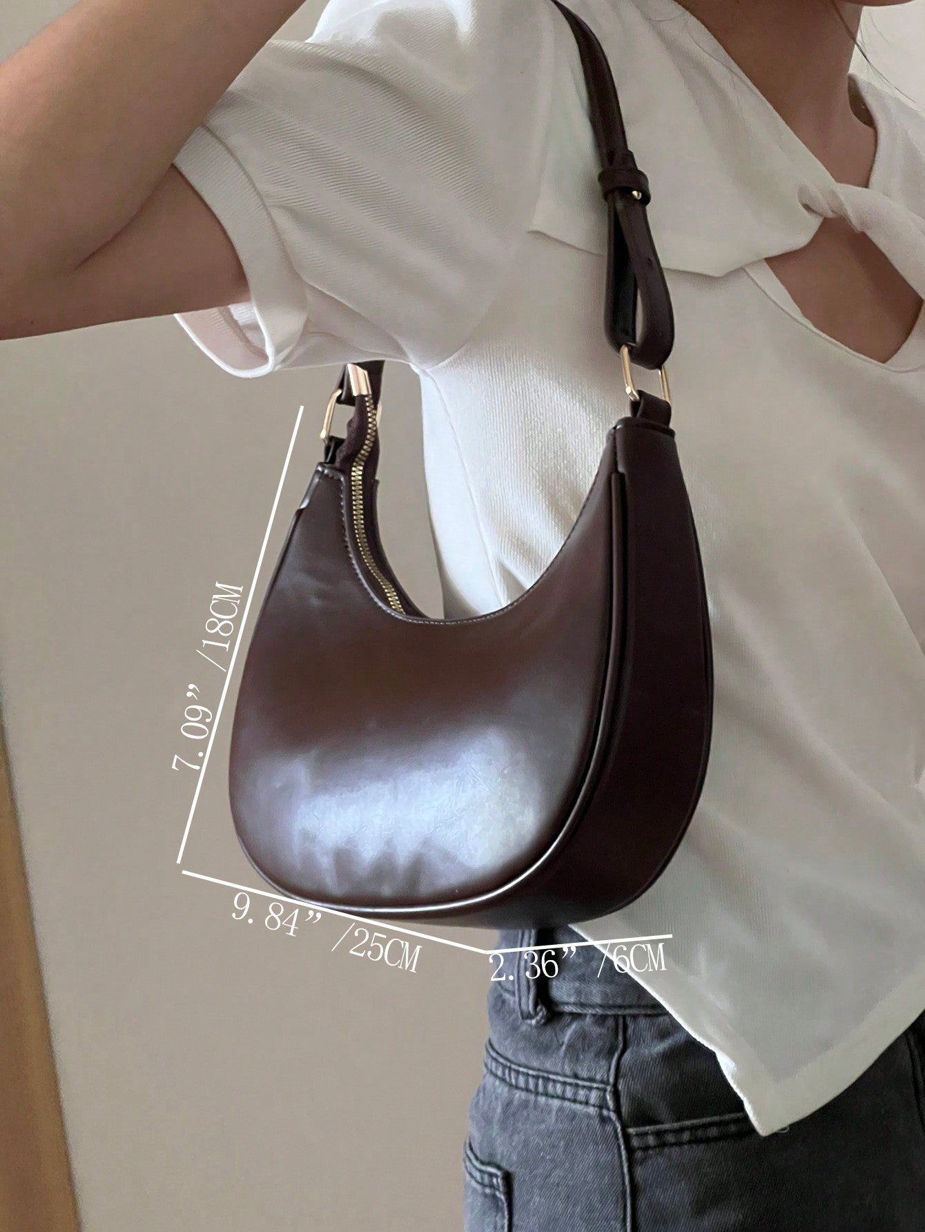 New Fashion Simple Atmosphere Crescent Shiny Classic Daily Commute Detachable Shoulder Crossbody Bag,Versatile, Trendy Business Casual Women Bag, Pefect For Office, Business And Work