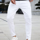 Manfinity Homme Men's Slim Fit Jeans Long Washed Light Jean Cargo Plain All White Work Business Casual Husband