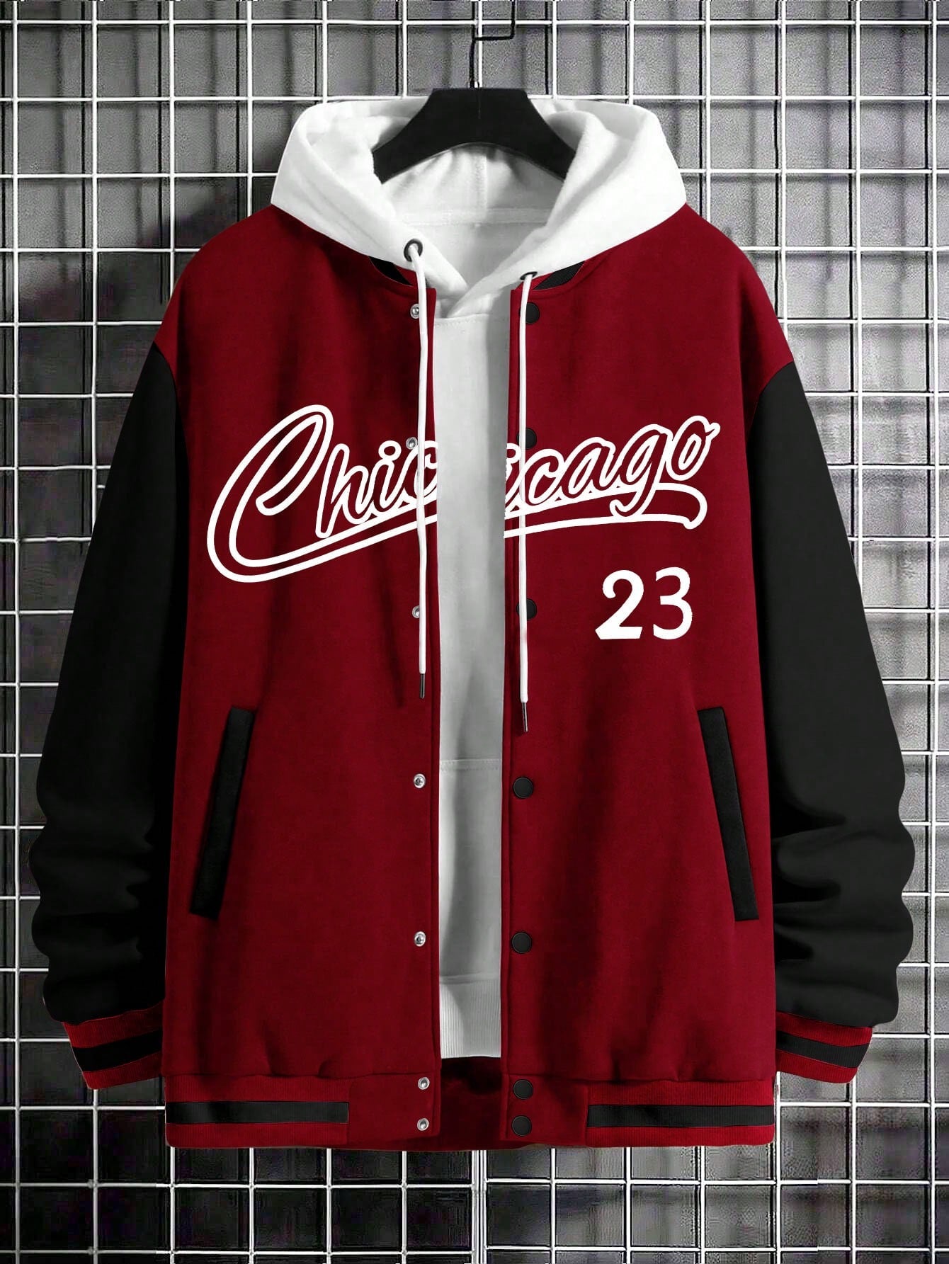 Manfinity Men's Letter Print Color-block Baseball Jacket