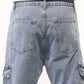 Manfinity Men Cotton Flap Pocket Side Cargo Jeans Straight Leg Long Washed Jean Plain Light Blue Going Out Street Wear Friends