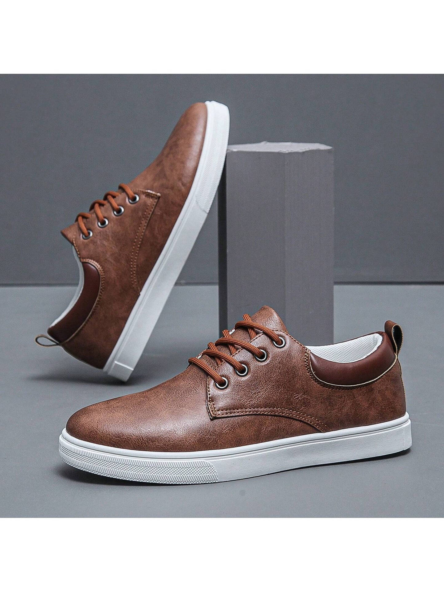 Men Minimalist Lace-Up Front Skate Shoes, Sporty Outdoor Sneakers, Shoes For Men