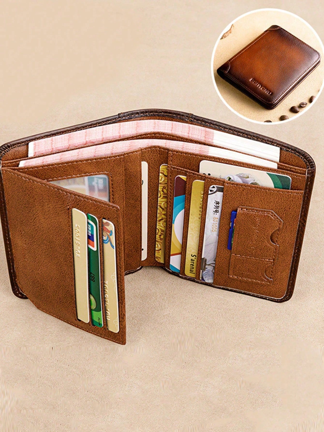 Leather Rfid Wallets For Men Vintage Thin Short Multi Function ID Credit Card Holder Money Bag Give Gifts To Men On Valentine's Day Business Casual