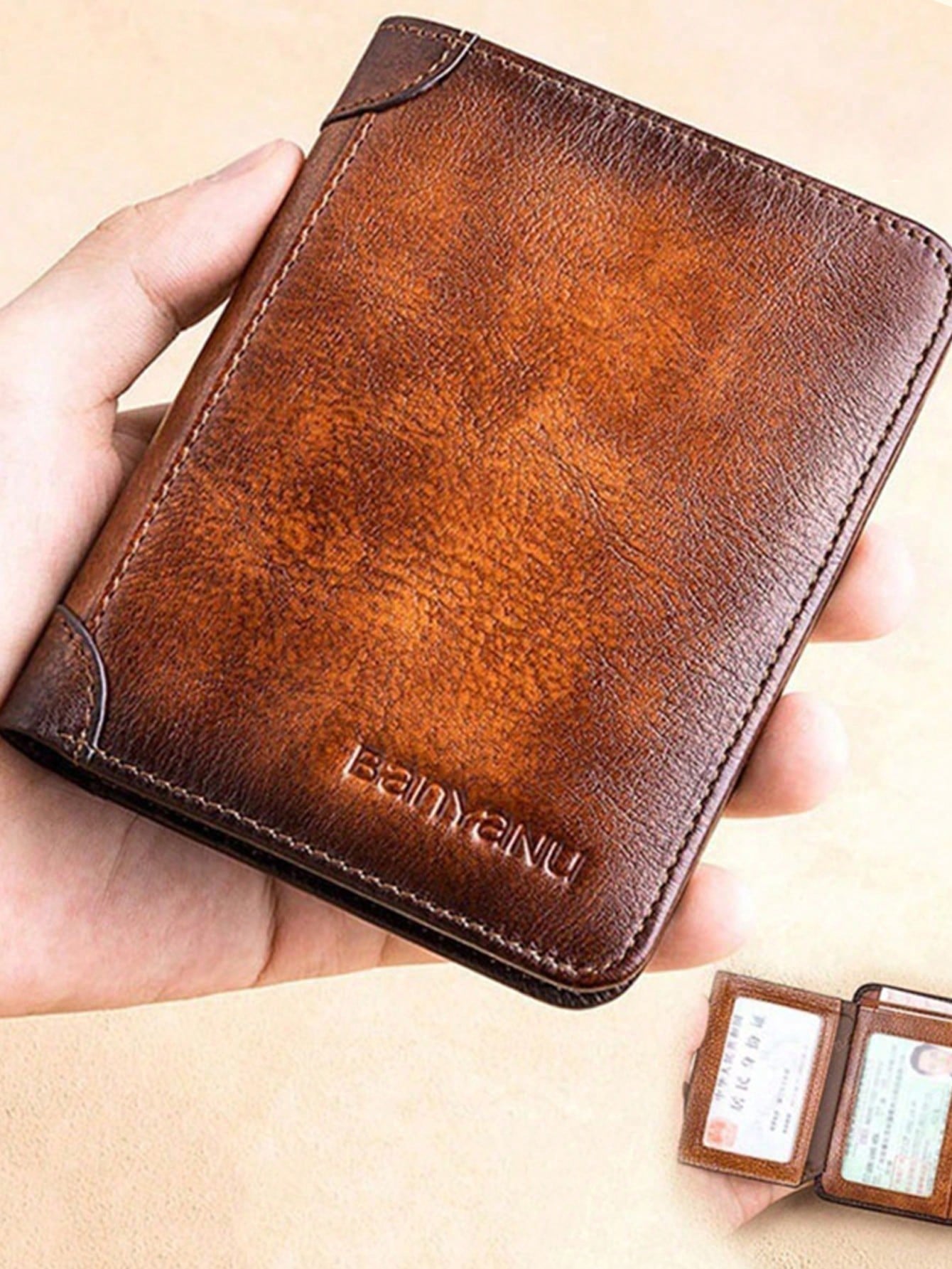 Leather Rfid Wallets For Men Vintage Thin Short Multi Function ID Credit Card Holder Money Bag Give Gifts To Men On Valentine's Day Business Casual