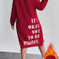 Women's Plus Size Slogan Printed Slit Drop Shoulder Sweatshirt Dress