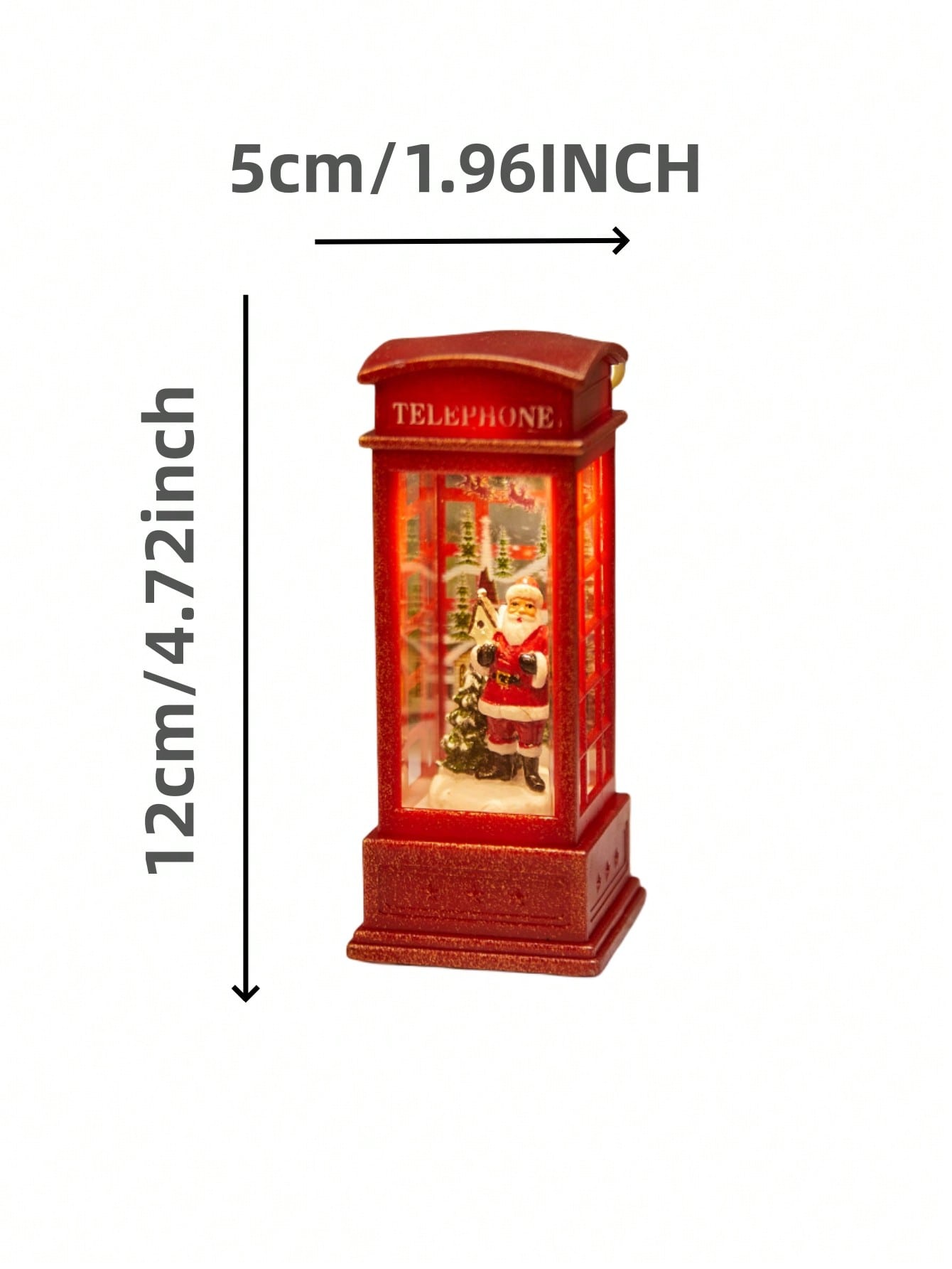 1pc Christmas Decoratives,Christmas Lanterns,Christmas Snow Globe,Musical Lighted Christmas,USB and Battery Glittering Swirling Red Telephone Booth