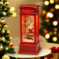 1pc Christmas Decoratives,Christmas Lanterns,Christmas Snow Globe,Musical Lighted Christmas,USB and Battery Glittering Swirling Red Telephone Booth