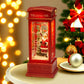 1pc Christmas Decoratives,Christmas Lanterns,Christmas Snow Globe,Musical Lighted Christmas,USB and Battery Glittering Swirling Red Telephone Booth