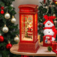 1pc Christmas Decoratives,Christmas Lanterns,Christmas Snow Globe,Musical Lighted Christmas,USB and Battery Glittering Swirling Red Telephone Booth