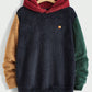 Manfinity Hypemode Men's Plush Patchwork Hooded Sweatshirt