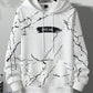 Manfinity LEGND Loose Men's Letter Printed Pocket Front Drawstring Hoodie Lightning White Graphic Long Sleeve Hoodie, For Friends, Husband, Boyfriend Gifts