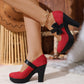 2023 New Color Block Waterproof Platform High Heels Women's Shoes