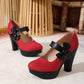 2023 New Color Block Waterproof Platform High Heels Women's Shoes