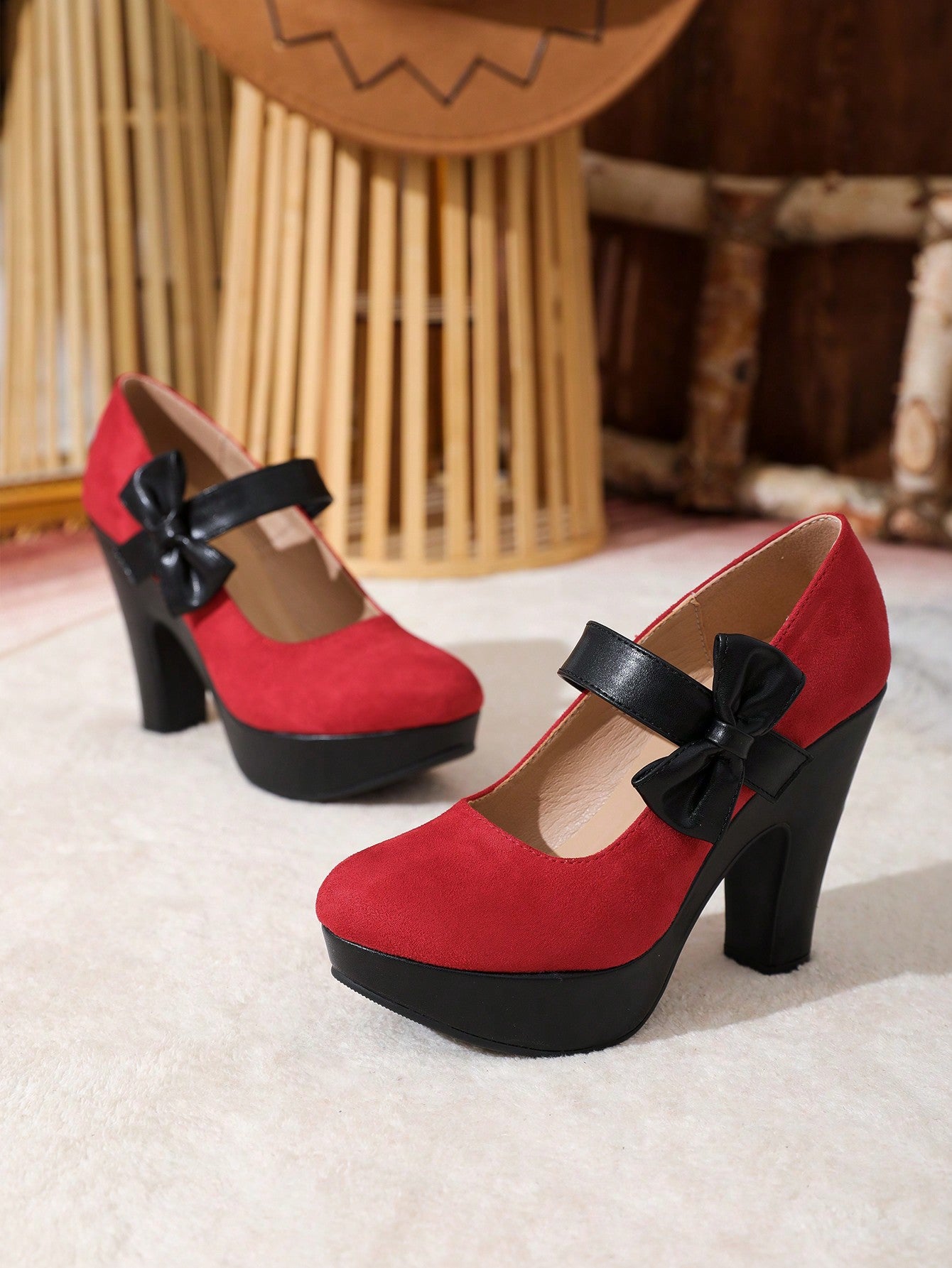 2023 New Color Block Waterproof Platform High Heels Women's Shoes