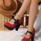 2023 New Color Block Waterproof Platform High Heels Women's Shoes