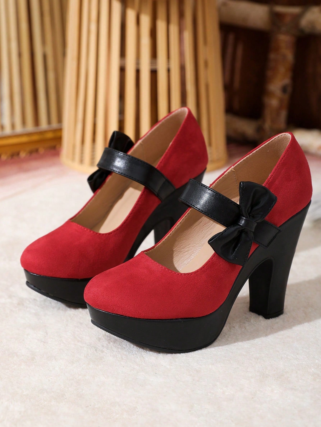 2023 New Color Block Waterproof Platform High Heels Women's Shoes