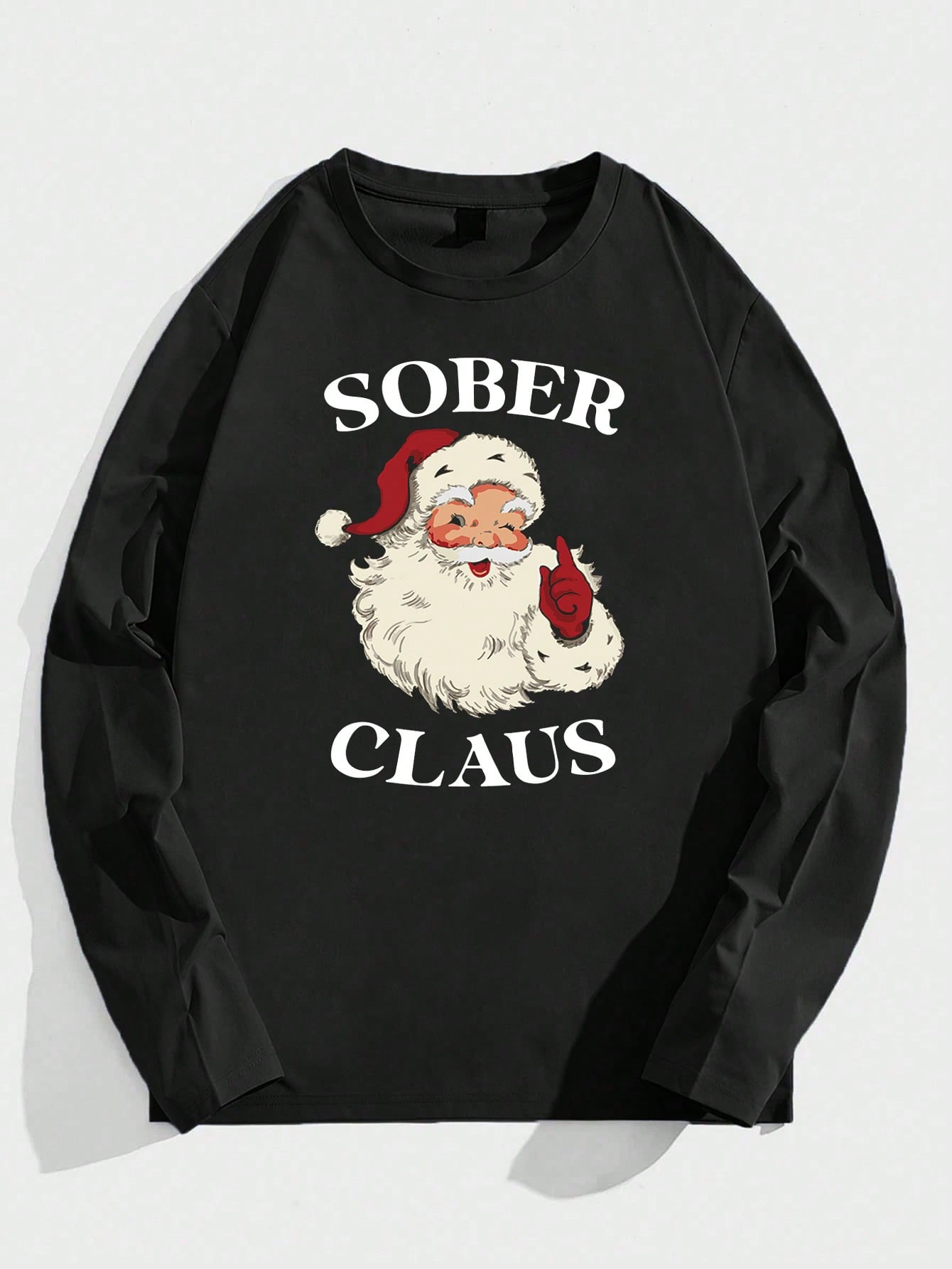 Men's Santa Claus Print Crew Neck Sweatshirt, Christmas