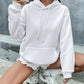 EZwear Kangaroo Pocket Drop Shoulder Drawstring Hoodie,Long Sleeve Tops