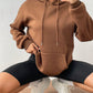 EZwear Kangaroo Pocket Drop Shoulder Drawstring Hoodie,Long Sleeve Tops