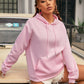 EZwear Kangaroo Pocket Drop Shoulder Drawstring Hoodie,Long Sleeve Tops