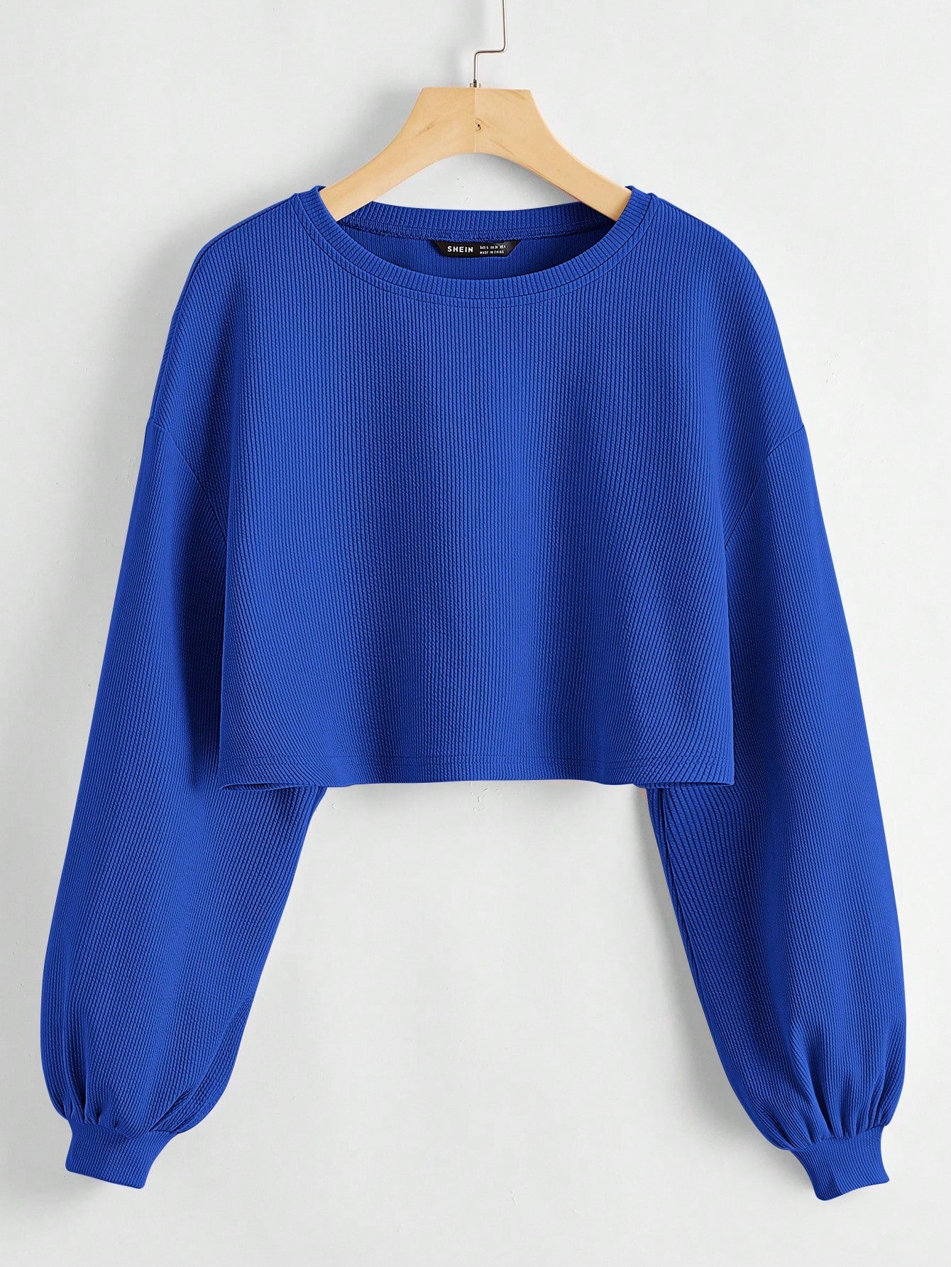 EZwear Solid Drop Shoulder Crop Top