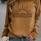 Sun Pattern Crew Neck Casual Sweatshirt,Long Sleeve Tops