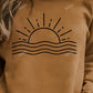 Sun Pattern Crew Neck Casual Sweatshirt,Long Sleeve Tops