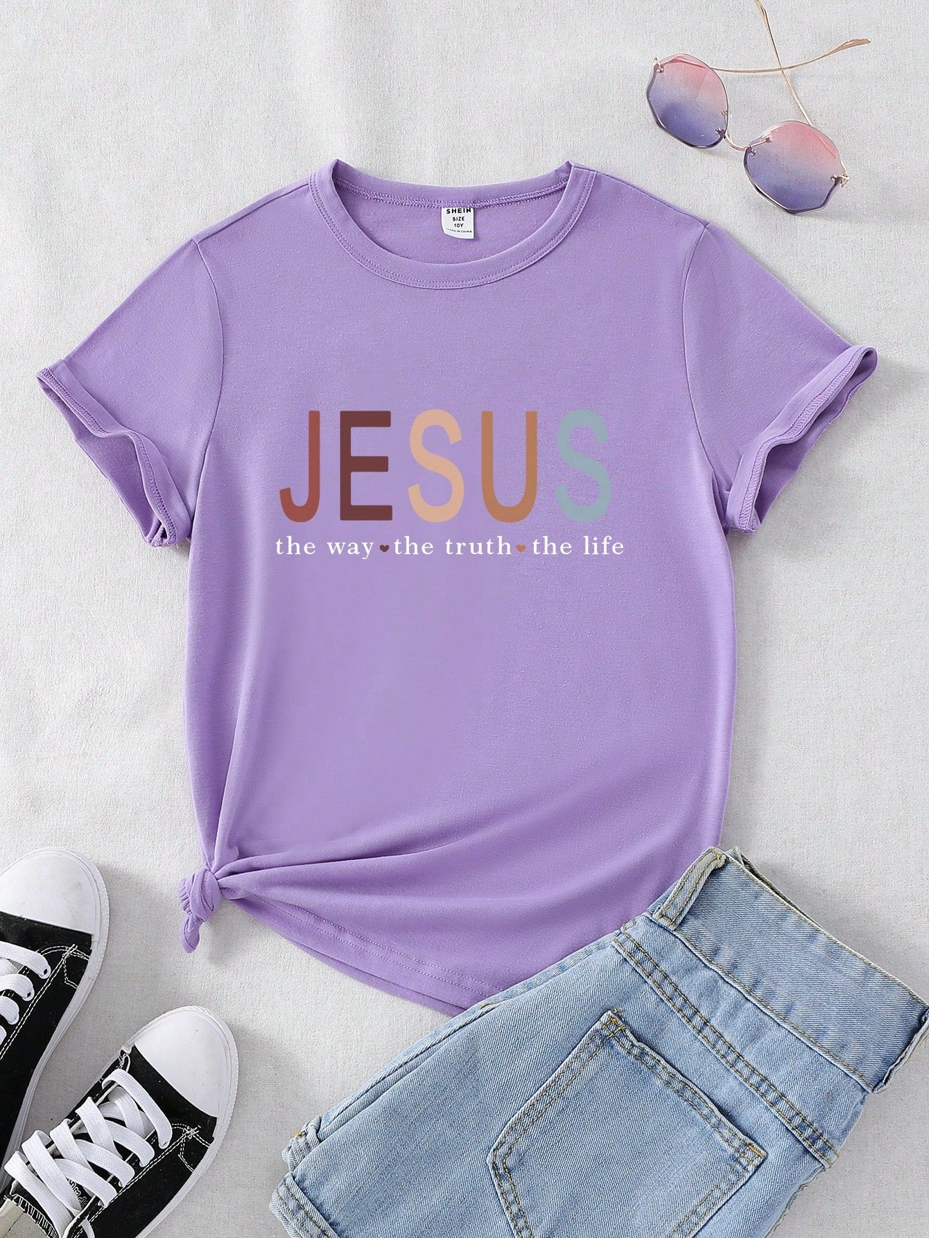 Tween Girl Short Sleeve Round Neck T-Shirt, Summer Fashion Tops