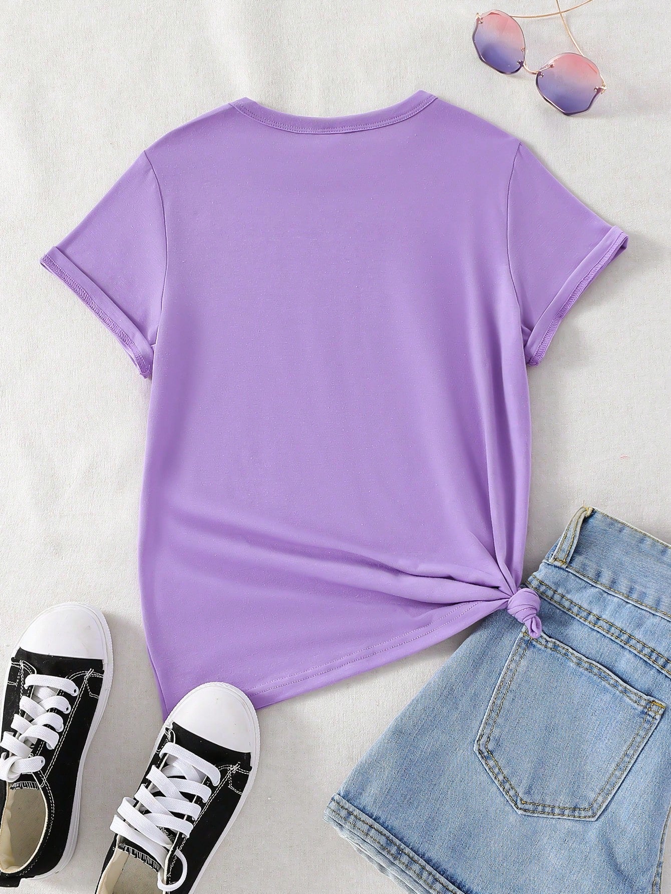 Tween Girl Short Sleeve Round Neck T-Shirt, Summer Fashion Tops