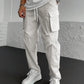 Manfinity LEGND Loose-Fitting Men's Solid Color Cargo Pants With Drawstring Waist And Pockets