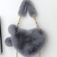 Furry Purse For Girls Heart Shaped Fluffy Handbag For Women Soft Small Shoulder Bag Clutch Purse With Metal Chain Strap . The Best Valentine's Gifts For Girlfriend Lady