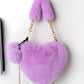 Furry Purse For Girls Heart Shaped Fluffy Handbag For Women Soft Small Shoulder Bag Clutch Purse With Metal Chain Strap . The Best Valentine's Gifts For Girlfriend Lady