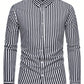 Men's Striped Button-Up Long Sleeve Shirt