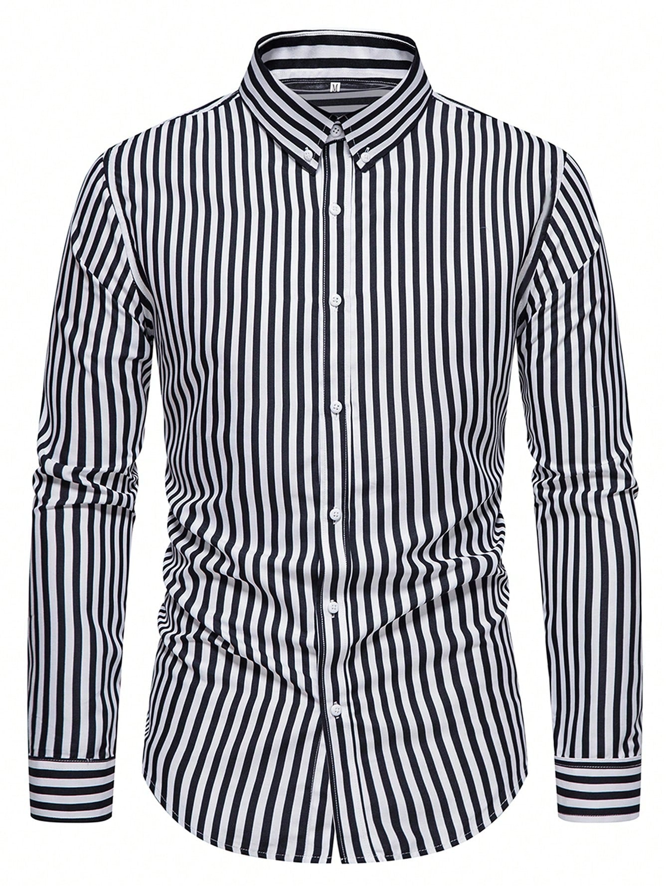 Men's Striped Button-Up Long Sleeve Shirt