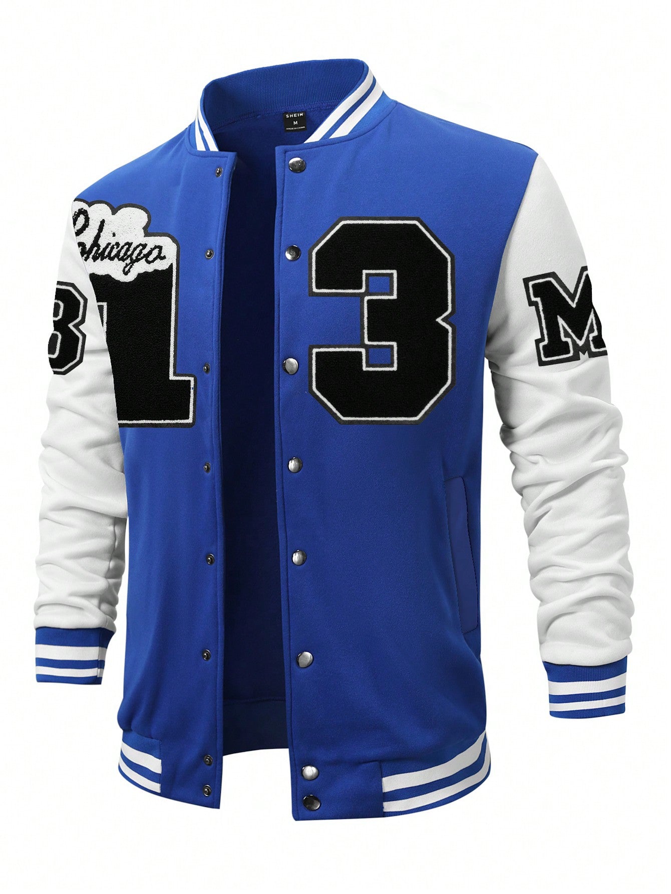 Manfinity Sporsity Men's Letter Printed Button Up Baseball Jacket