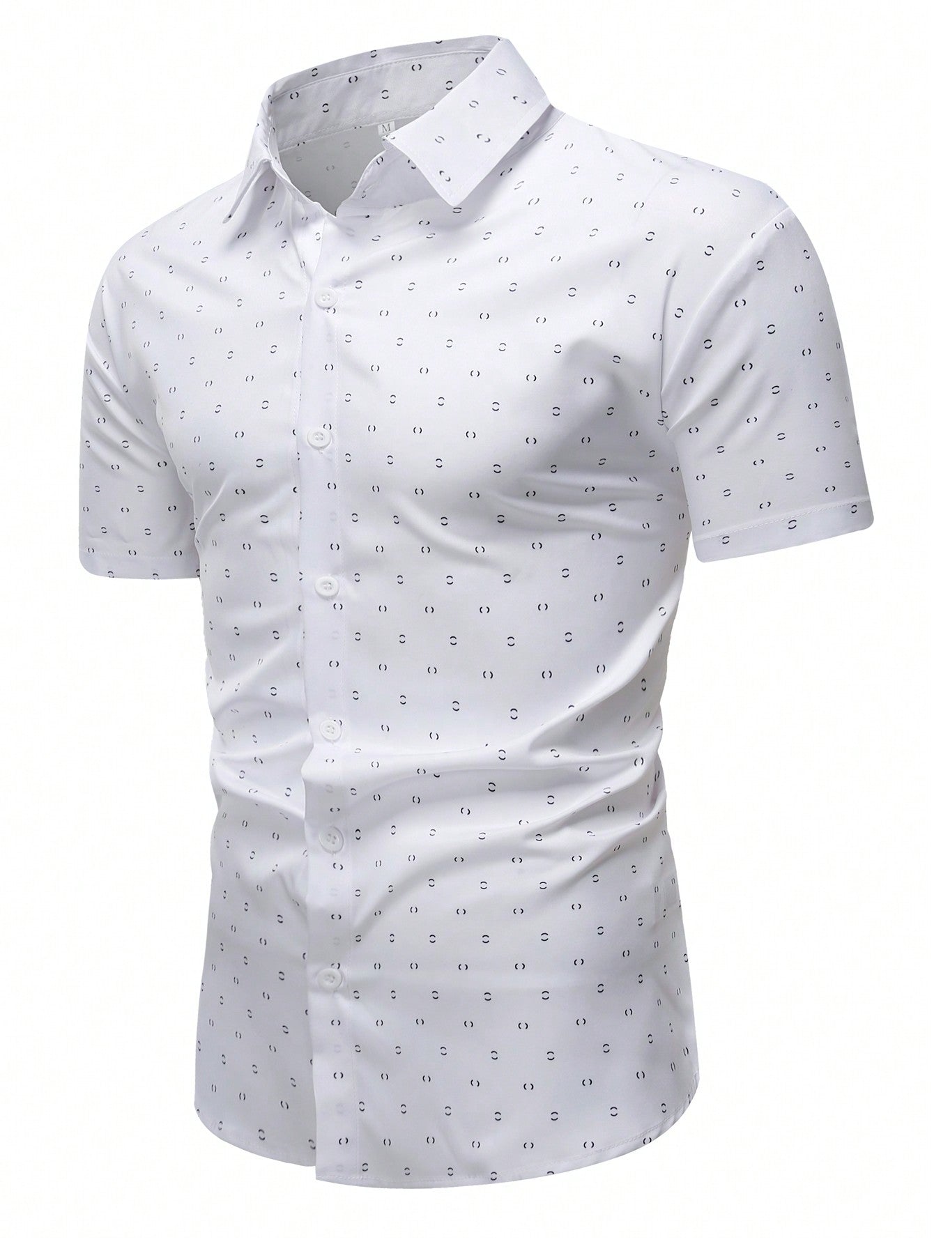 Manfinity Homme Men's All Over Printed Short Sleeve Shirt , Slim Fit Button Up Graphic Shirt , Work