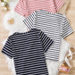 Tween Girl 3pcs/Set Striped Short Sleeve T-Shirt, Casual, Comfortable And Versatile