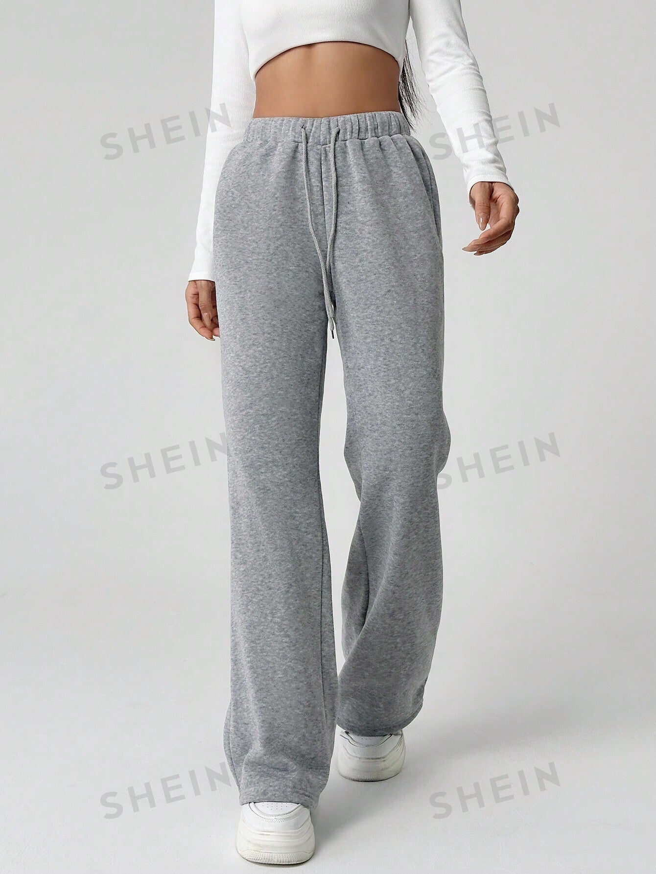 MOOSTA Fleece-lined Drawstring Straight-leg Pants, Keep Warm