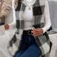 LUNE Buffalo Plaid Print Open Front Teddy Vest Coat